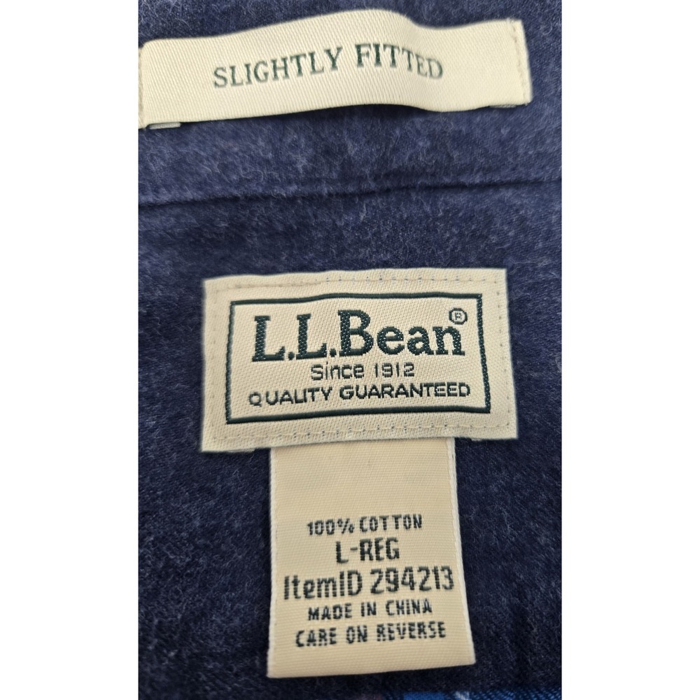 LL Bean Flannel Shirt Mens L Scotch Tartan Plaid Button Down Slightly Fitted - Picture 4 of 6